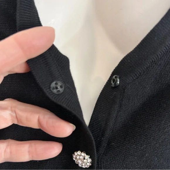 ba&sh Cropped Santana Knit Cardigan With Rhinestone Buttons - Picture 6 of 13